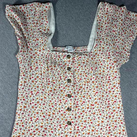 American Eagle Woman’s Small Floral Button-Front Cap Sleeve Dress - Picture 5 of 9